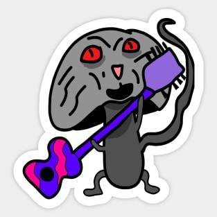 mushroom cat playing guitar Sticker